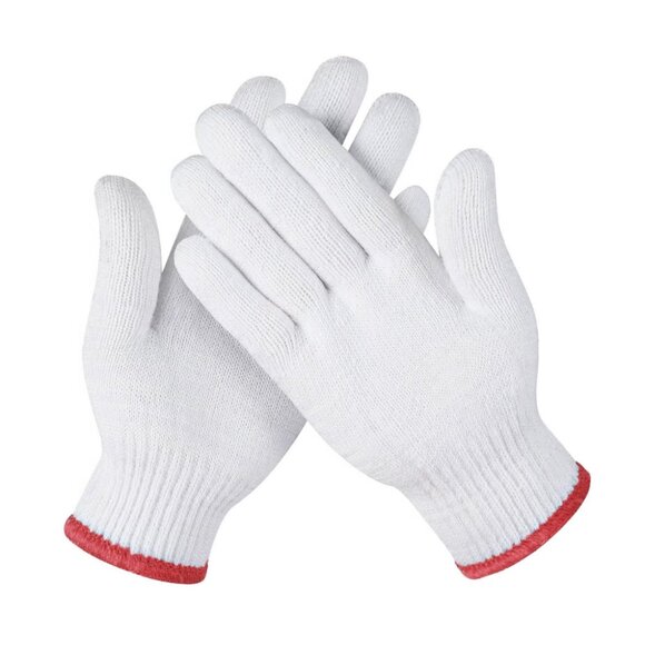 PAKNADA Cotton Work Gloves 12Pairs Breathable Knit Safety Gloves Red Cuff DIY - Picture 11 of 12